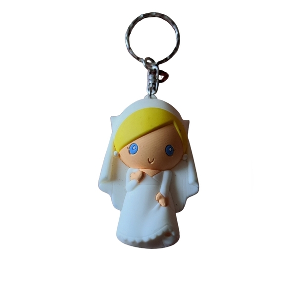 DISNEY FIGURINE rubber key ring chain Cinderalla wedding girl bride 3" high - Picture 2 of 3